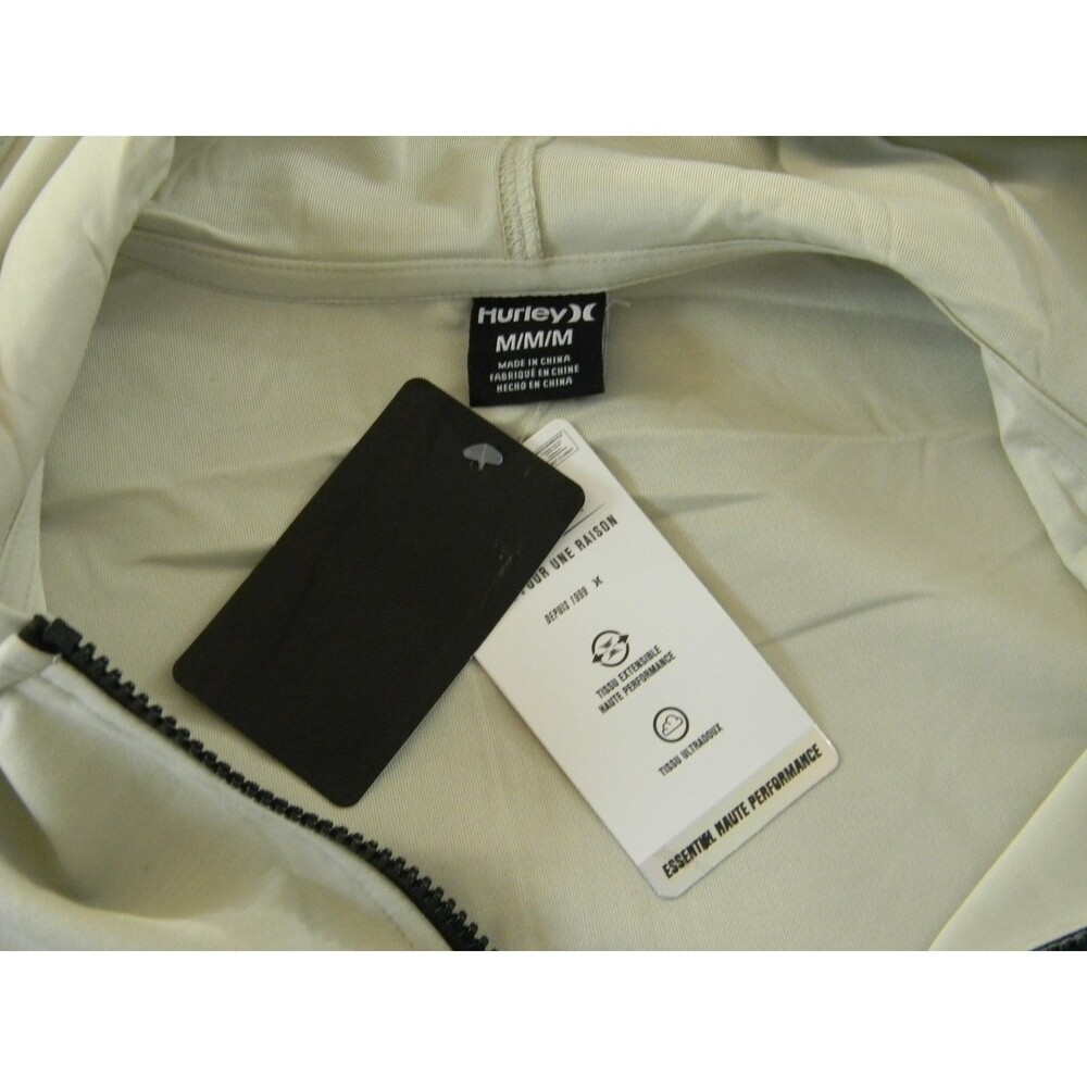 Hurley Exist Icon Extreme Zip Up Hoodie in Bone Scuba Pockets Beach NWT - Picture 3 of 4